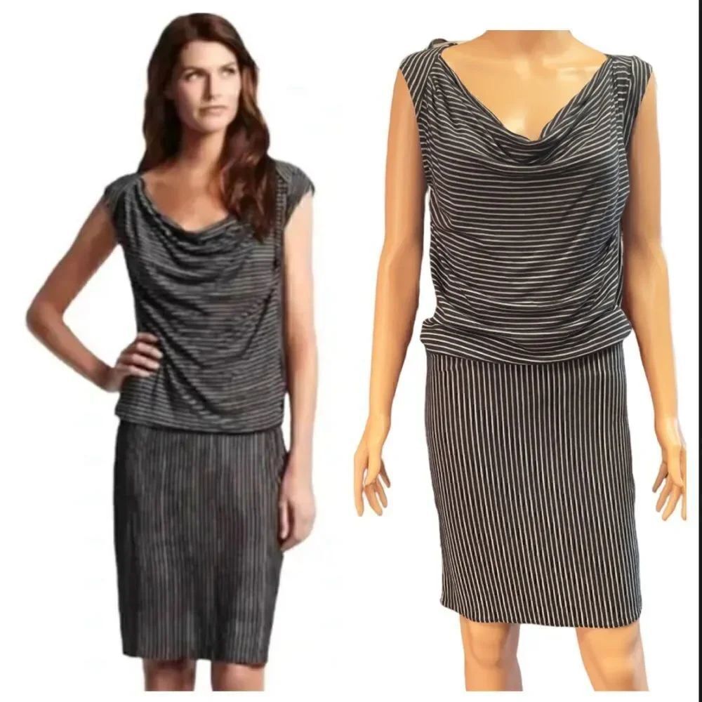 Derek Lam Striped Drape Jersey Dress SMALL